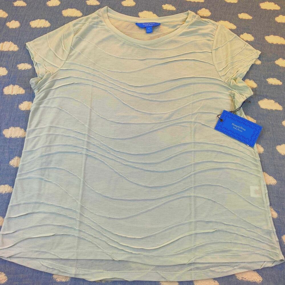 Simply Vera Top, Style Windy Rippled Wavy Milky Green XL NWT